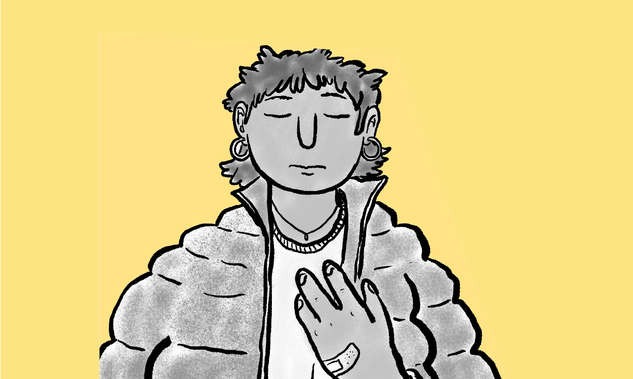 Illustration of person with medical plaster on hand